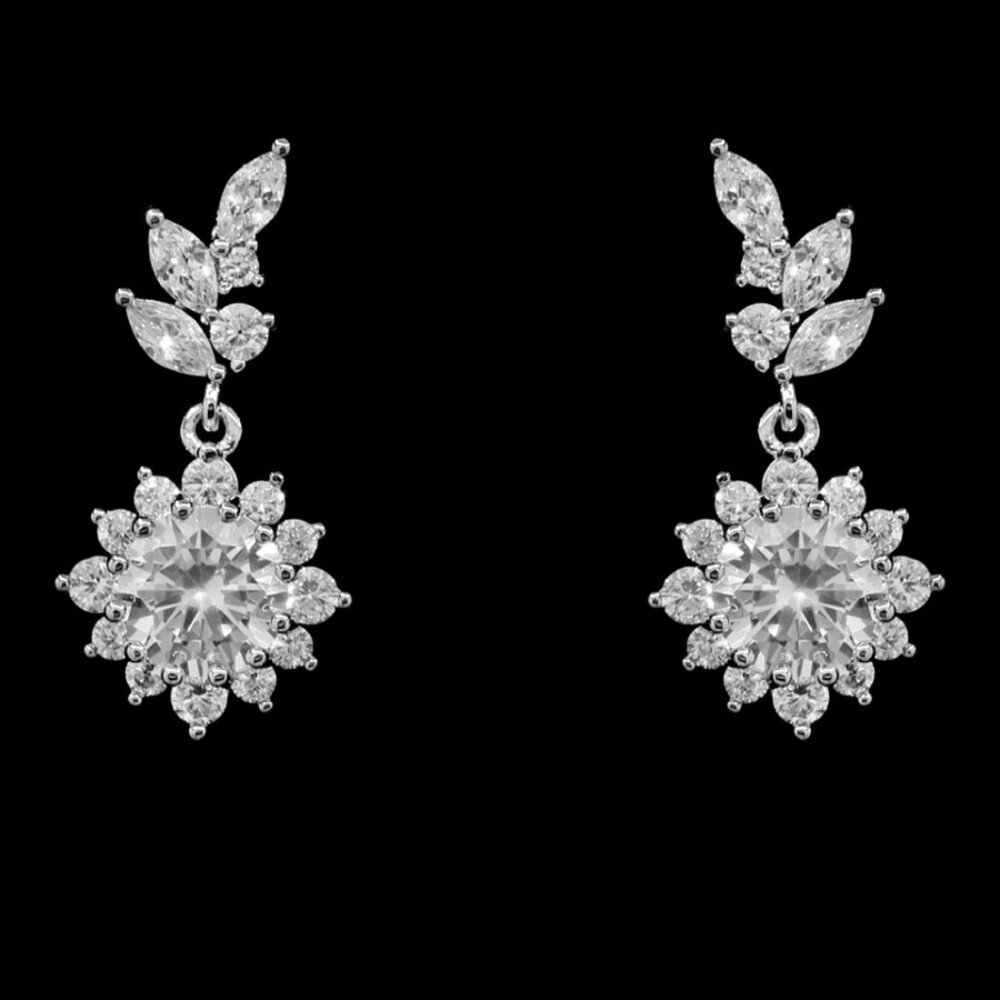 Dainty Floral Inspired Cubic Zirconia Earrings